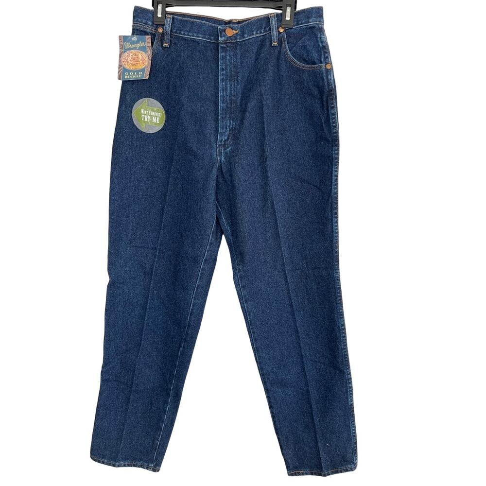 NWT Wrangler Jeans Womens Juniors 15/16 x 32 Blue Gold Buckle Cowboy Cut